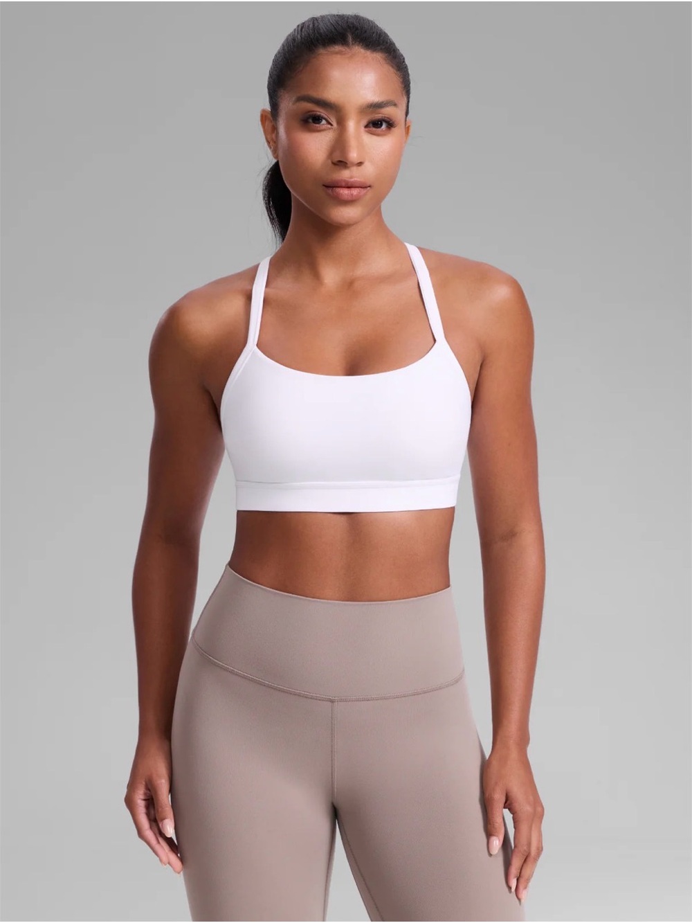 CRZ YOGA White Strappy Low-Impact Sports Bra